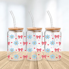 * NEW SIZE * UV DTF Transfer Wrap / Decal - LIB048 Flowers and Bows