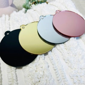 Mirror Acrylic Bauble / Gift Tag - Various Colours