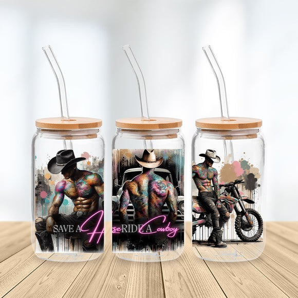 * NEW SIZE * UV DTF Transfer Wrap / Decal - LIB003 Cowboy