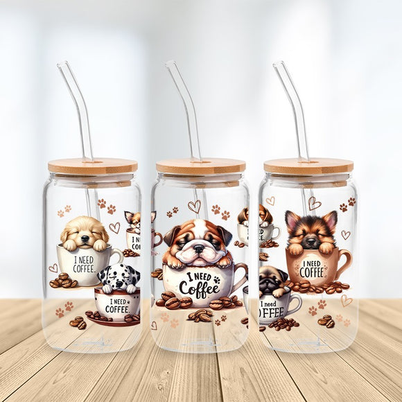 * NEW SIZE * UV DTF Transfer Wrap / Decal - LIB016 Need Coffee