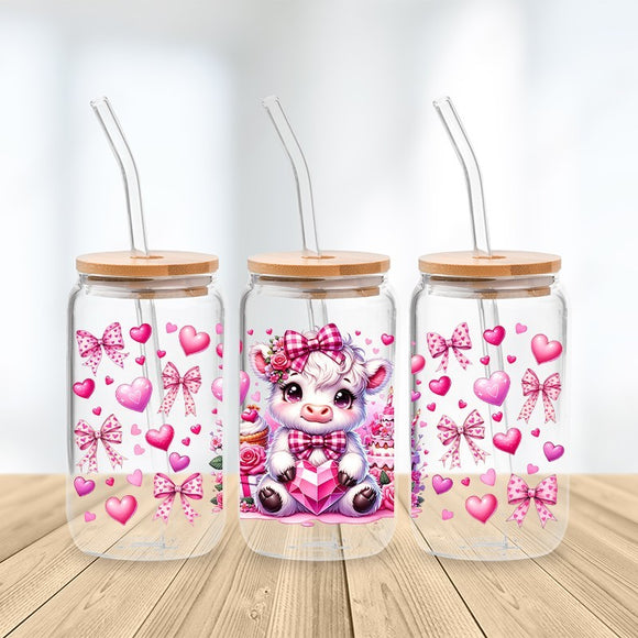 * NEW SIZE * UV DTF Transfer Wrap / Decal - LIB023 Pink Cow