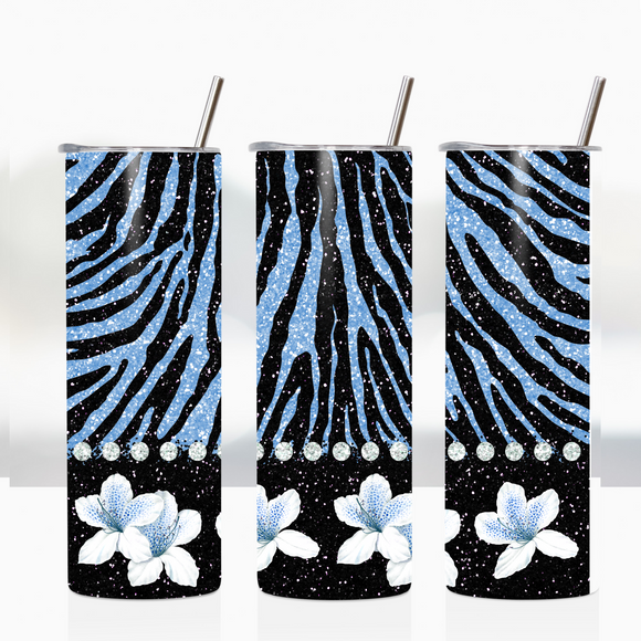 Sublimation Wrap / Print 20oz Tumbler - A1280 Blue Leopard Flowers