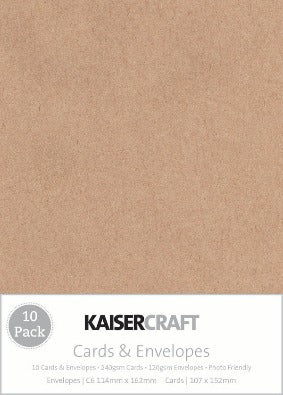 Kaisercraft Card and Envelope Pack - Kraft