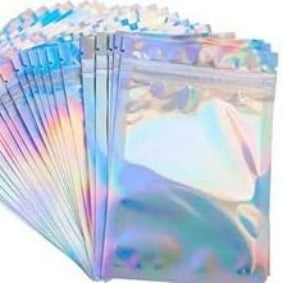 Metallic Resealable Bags - x 10 Holographic Large