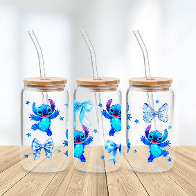 * NEW SIZE * UV DTF Transfer Wrap / Decal - LIB041 Blue Bows