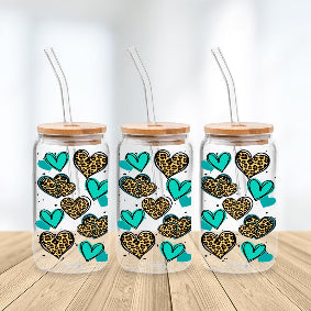 * NEW SIZE * UV DTF Transfer Wrap / Decal - LIB044 Hearts