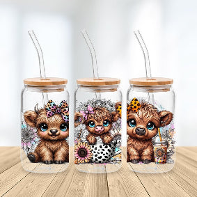 * NEW SIZE * UV DTF Transfer Wrap / Decal - LIB055 Cows n Bows