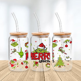 * NEW SIZE * UV DTF Transfer Wrap / Decal - LIB031 Green Christmas