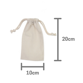 Natural Calico Cotton Bag 10cm x 20cm with drawstrings