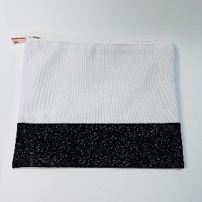 Cosmetic Case / Make Up Bag - Noir Glitter (white)