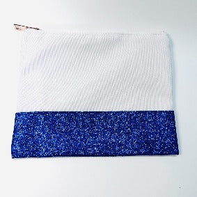 Cosmetic Case / Make Up Bag - Sapphire Glitter (white)