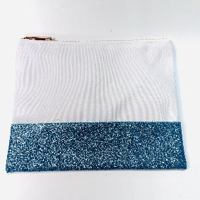 Cosmetic Case / Make Up Bag - Sea Foam Glitter (white)