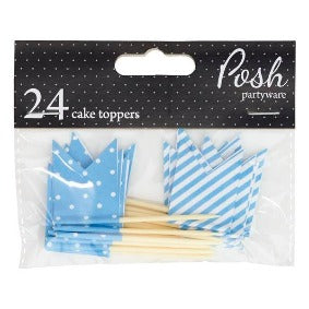 Cake Topper Flags Pack of 24 - Blue