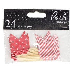 Cake Topper Flags Pack of 24 - Red