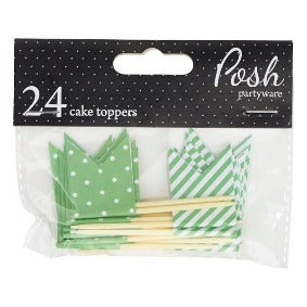 Cake Topper Flags Pack of 24 - Green
