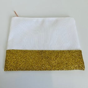 Cosmetic Case / Make Up Bag - Goddess Gold Glitter (white)