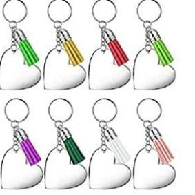 Heart Acrylic Keyrings With Tassel - KIT (makes 10)