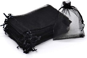 Drawstring Organza Gift Bag - Black x 10 Bags