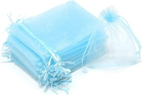 Drawstring Organza Gift Bag - Blue x 10 Bags