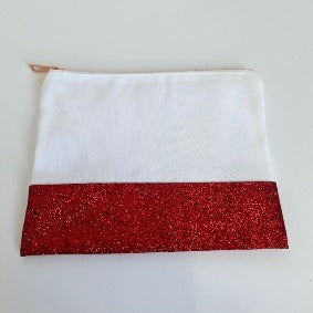 Cosmetic Case / Make Up Bag - Lipstick Red Glitter (white)