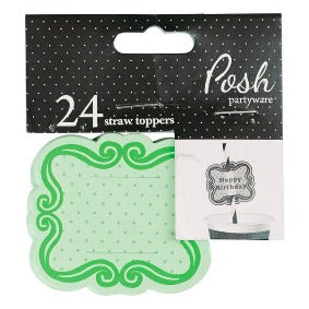 Straw Toppers Pack of 24 - Green