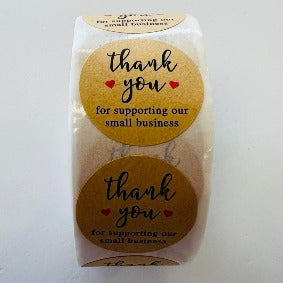 Self Adhesive Stickers ' Thank you for supporting our small business' - x 500 Black & Red